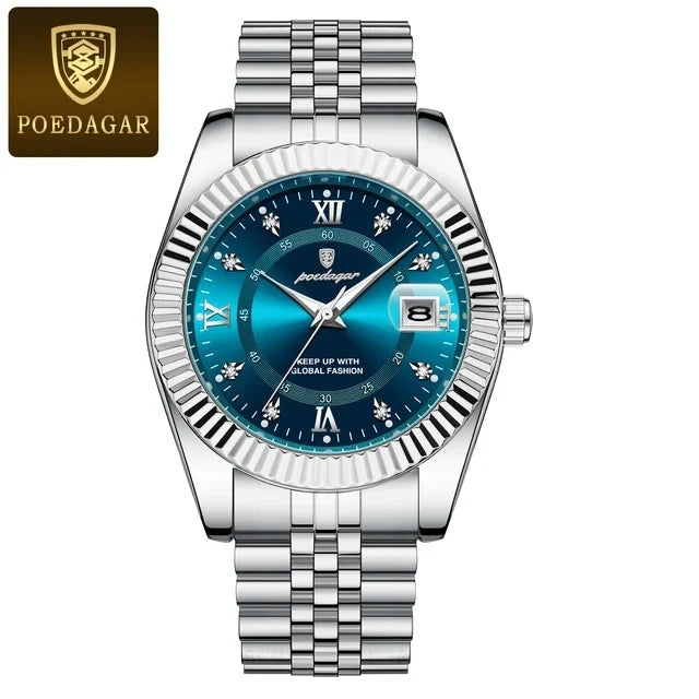 POEDAGAR 910 New Luxury Sport Wrist Watch for Man Waterproof Luminous Date Men Watch Quartz Stainless Steel Men's Watches Reloj