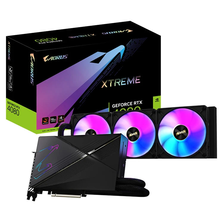 Used GIGABYTE AORUS GeForce RTX 4080 16GB XTREME WATERFORCE Gaming Motherboard with GDDR6X Memory Support Z790 X670E B650