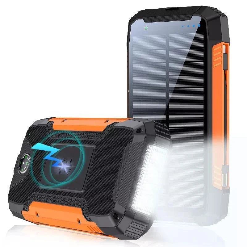 Newest Custom Outdoor High Capacity Wireless Fast Charging Solar Power Bank 20000mAh Waterproof Portable Charger