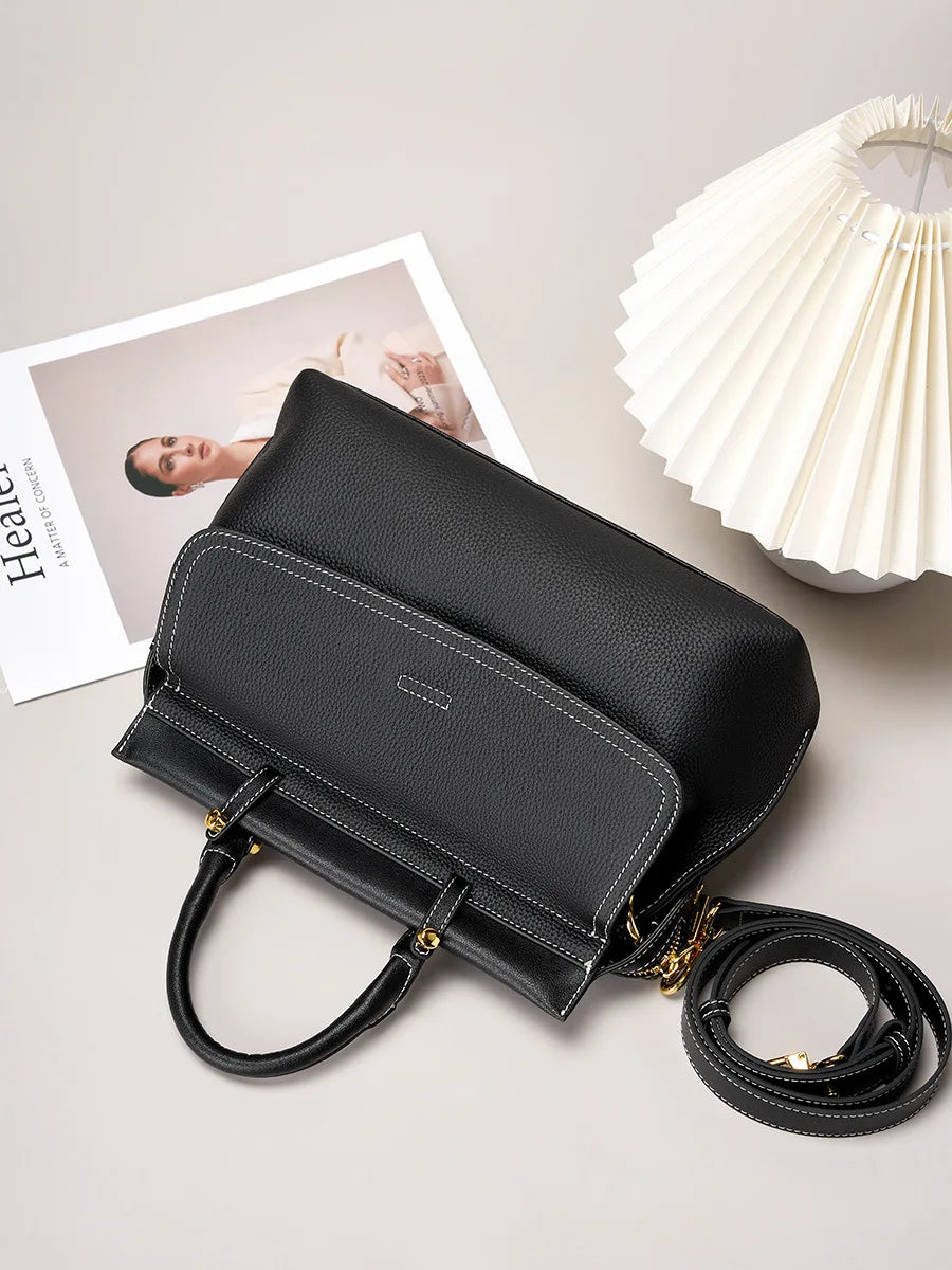 Custom Logo Big Capacity Women Crossbody Bag Women Cowhide Leather Ladies Luxury Shoulder Office Bags Ladies Women Handbags