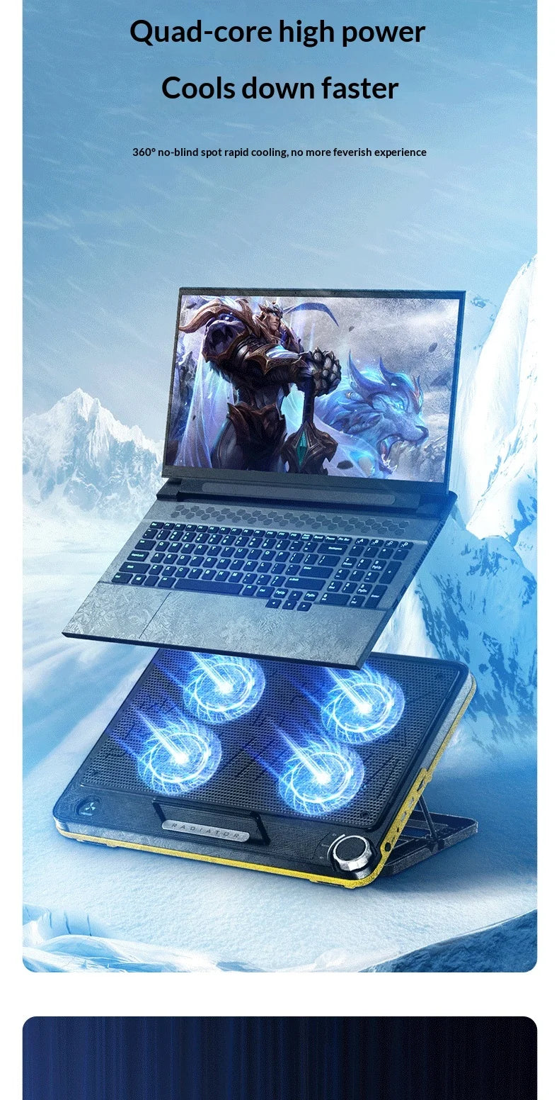 Adjustable Six Fans Air-Cooled Aluminum & Plastic Gaming Laptop Cooler Cooling Pad Stand 17-inch Laptops Model Q3 Stock