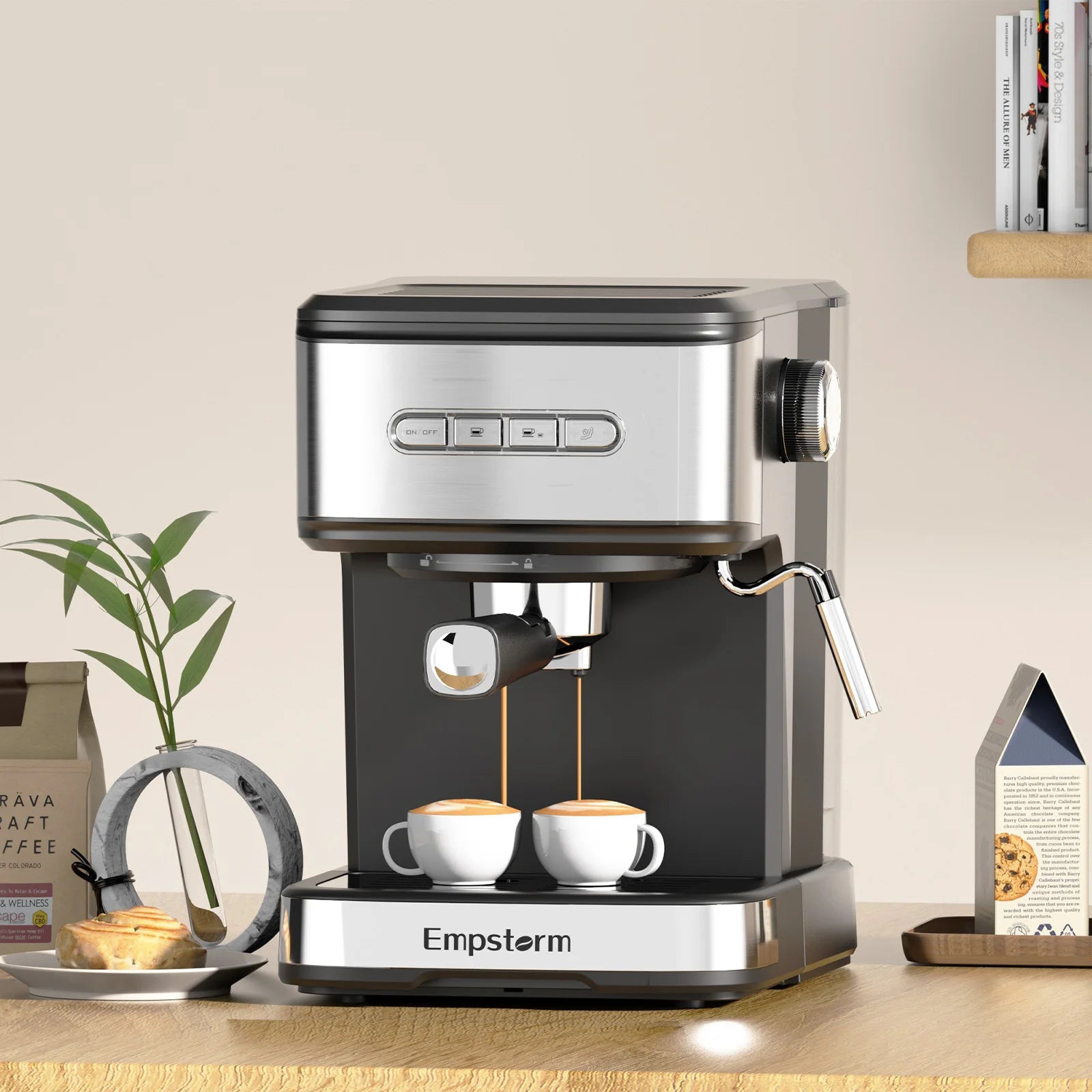 Empstorm Electric Espresso Machine Semi-Automatic Coffee Maker with for Office Home Use Stock in the US Local