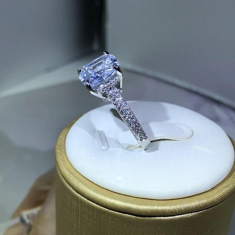925 Silver Rings For Women Couple Cubic Zirconia Square Ring Lovers Jewelry Bridal Wedding Engagement Romantic Luxury