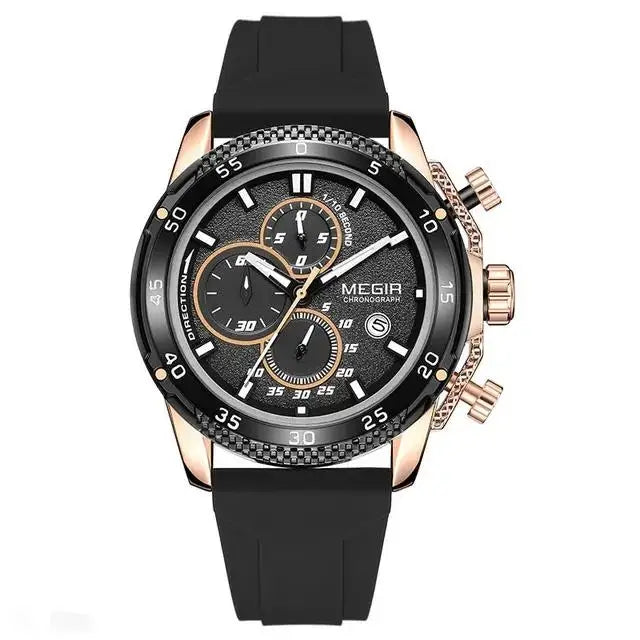 MEGIR 2211 Quartz Watches Silicone Strap Material Men's Watches Watch for Men Luminous Chronograph 30M Daily Waterproof Sports