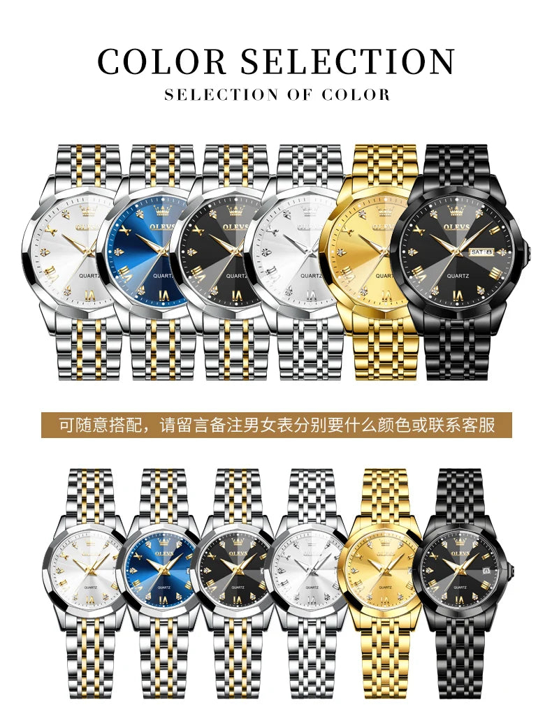 Hot OLEVS 9931 Men's Watches Rhombus Mirror Original Quartz Watch for Man Waterproof Luminous Stainless Steel Smartwatch Male