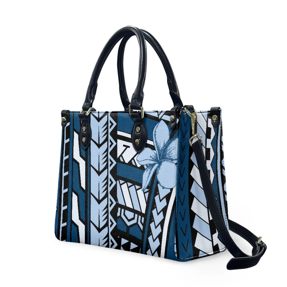 Black and White Tribal Polynesian Printed Bags Women Handbags Ladies Luxury Women Shoulder Bags High Quality Pu Leather Handbag