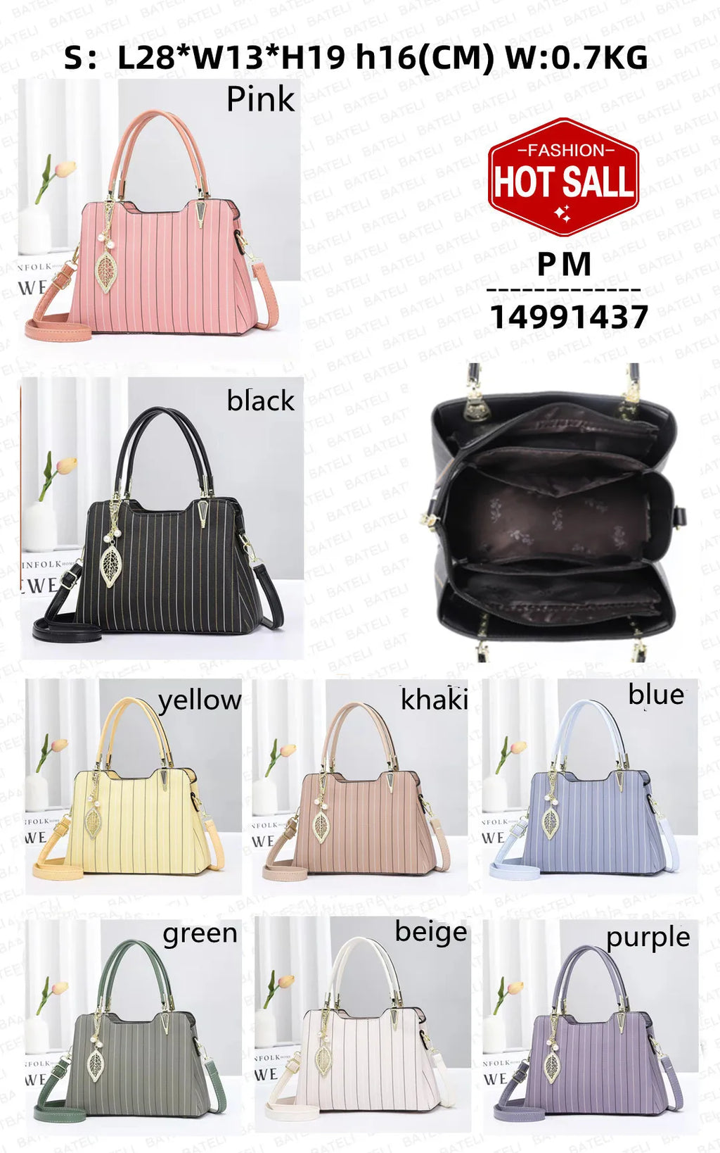 2022 Fashion Striped Bag Triple Pockets Large Capacity Women's Bags Ladies Bags Handbag