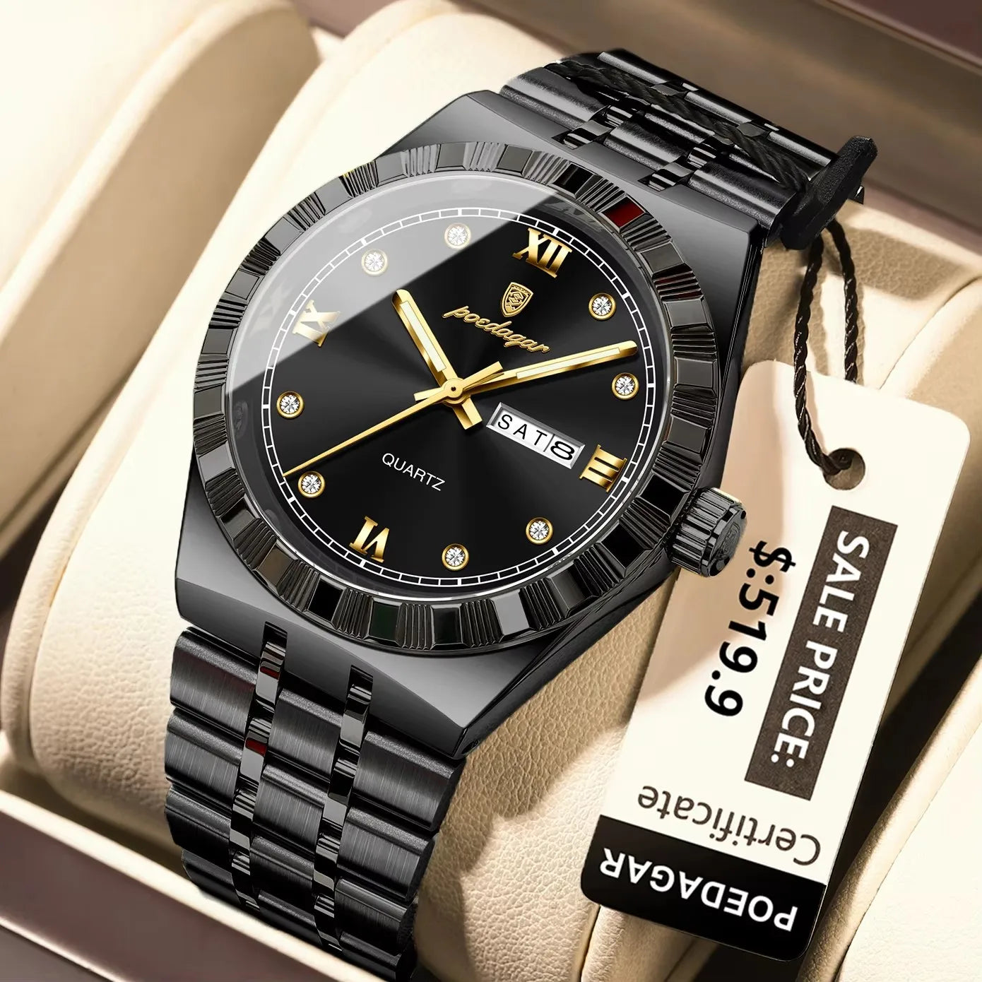 POEDAGAR 872 New Arrival Quartz Date Man Wristwatch Fashion Men Watch Luminous Waterproof Stainless Steel Men's Watches Reloj
