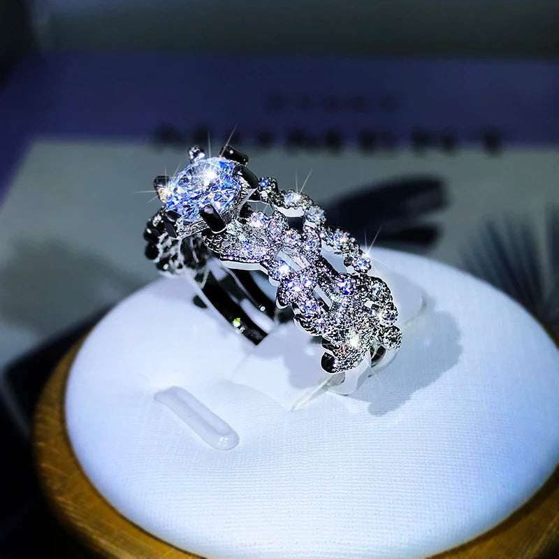 925 Silver Gorgeous Big Cubic Zircon Rings For Women Fine Wedding Anniversary Gift Female Party Ring Brilliant Fashion Jewelry