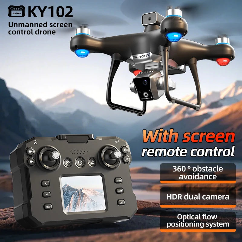 KY102 MAX Drone 4k Camera WIFI Optical Flow Positioning Obstacle Avoidance Brushless Motor Helicopter Drone with Screen Remote