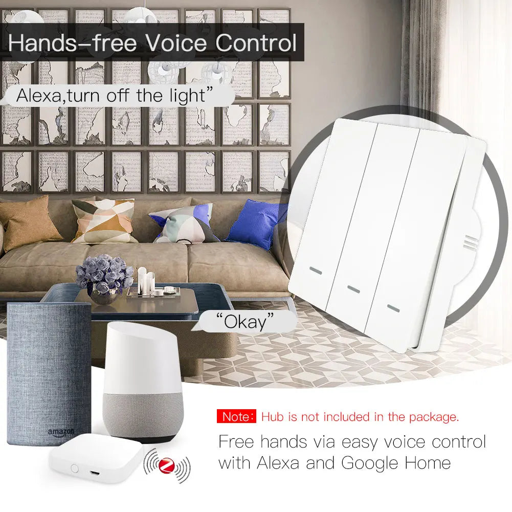 No Neutral No Capacitor Zigbee Push Button Light Wall Switches Tuya Smart Wireless Remote Control Smart Home