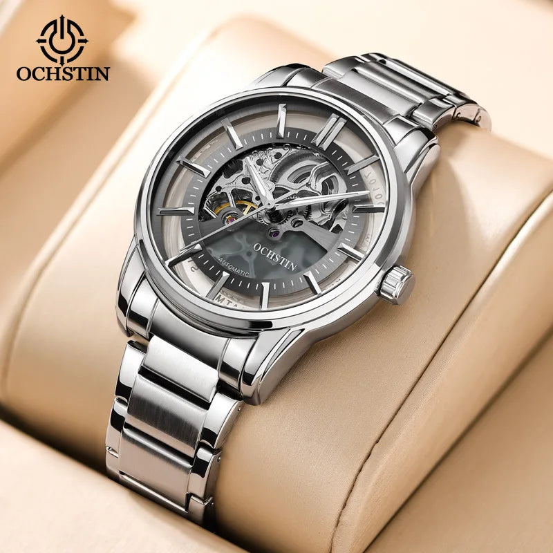 OCHSTIN 7010B Mechanical Outdoor Waterproof Hollow Out Dial Men's Watches Automatic Movement Luminous Hands Wristwatch for Male