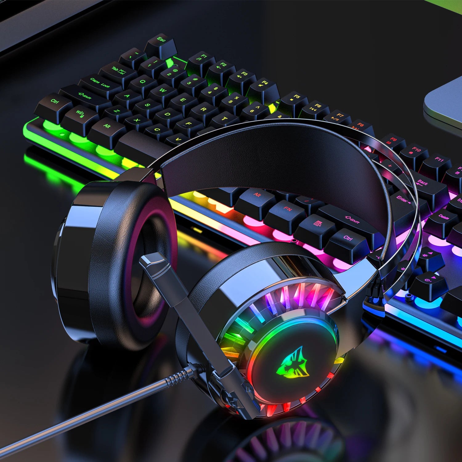 Factory OEM in Stock Dropshipping Wired Dynamic Gaming Headset for PC Gaming with 1 Year Warranty Sports & Travel Use