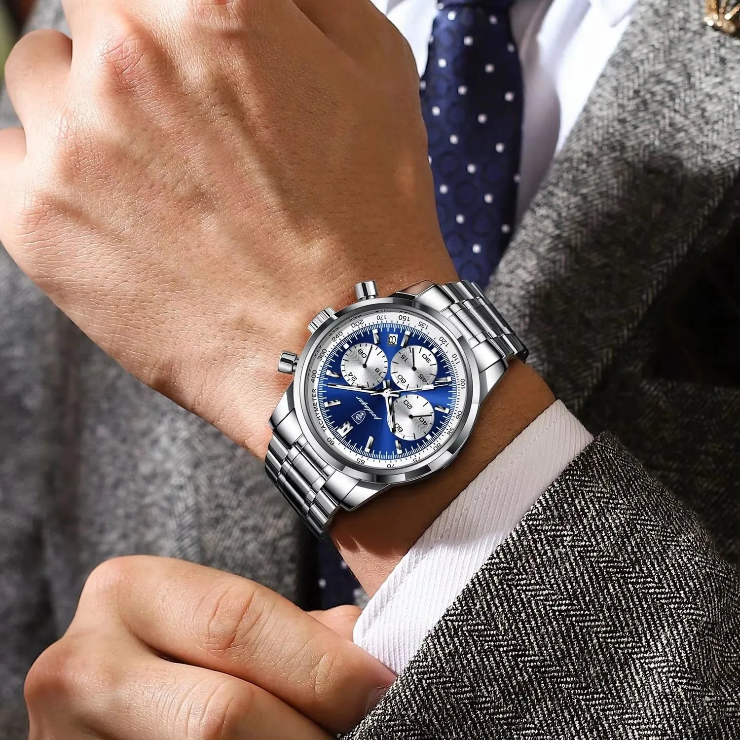 POEDAGAR 921 New Luxury Men Watch Waterproof Luminous Chronograph Date Stainless Steel Watch for Men Quartz Men's Watches Reloj