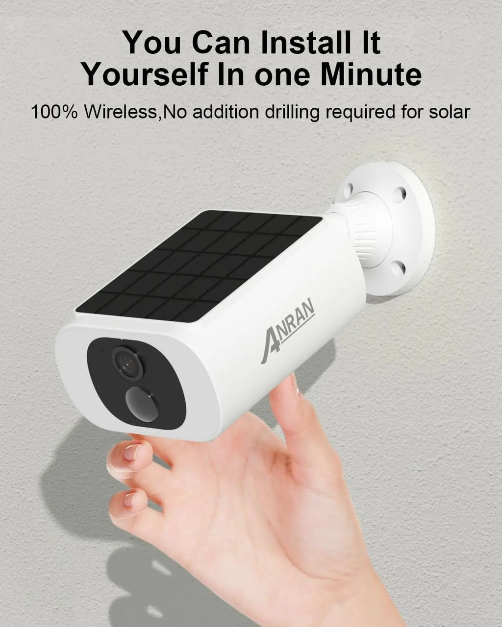 ANRAN 5MP Solar Security Camera Outdoor,Wireless Battery Powered WiFi Camera Home,Color Night Vision, 2-Way Audio, Siren Alarm