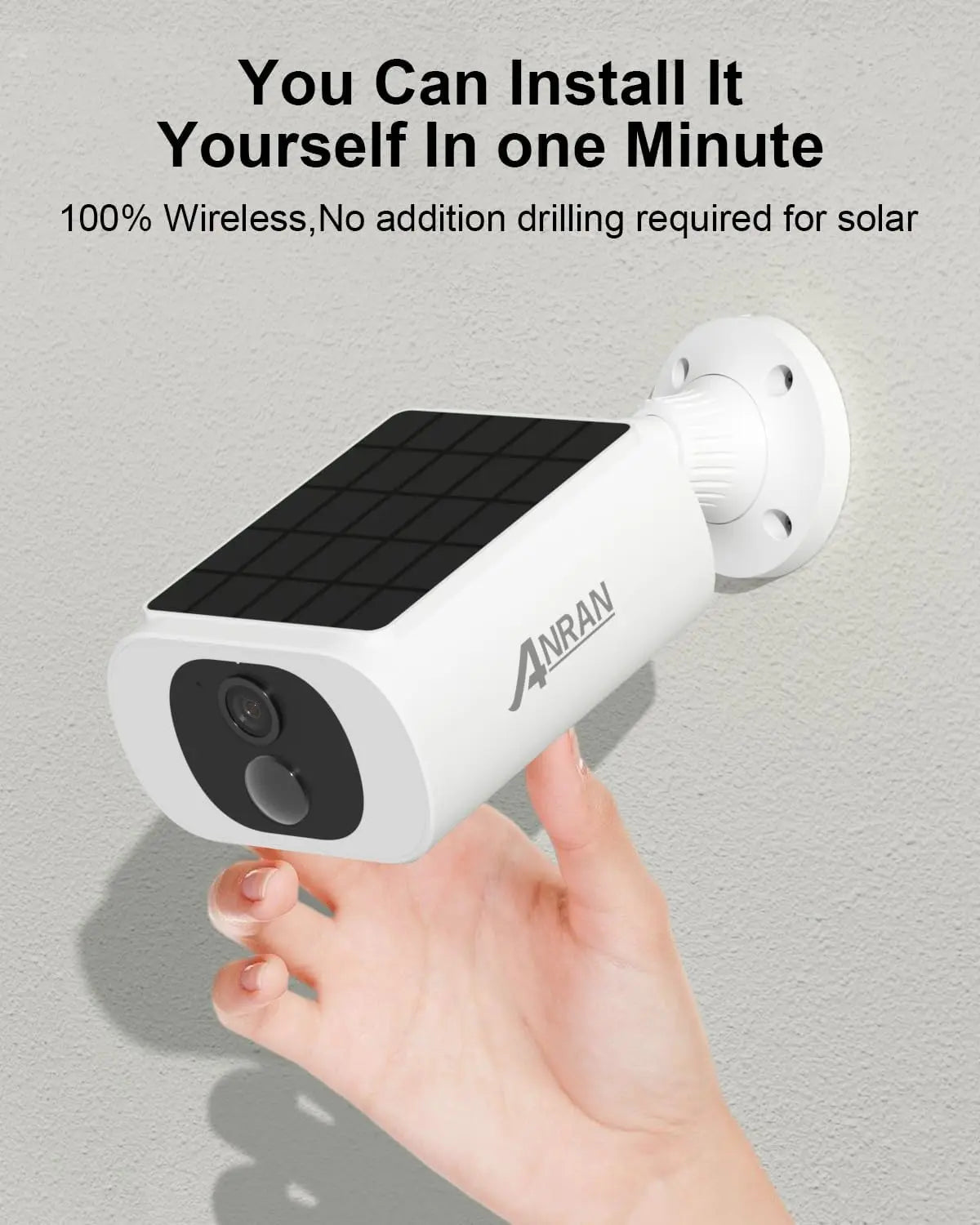 ANRAN 5MP Solar Security Camera Outdoor,Wireless Battery Powered WiFi Camera Home,Color Night Vision, 2-Way Audio, Siren Alarm