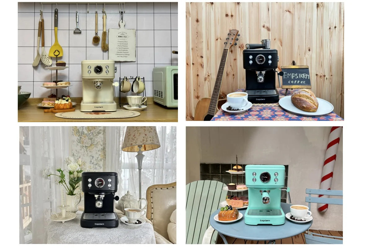 Empstorm 2 in 1 Capsule and Powder Semi-Automatic Coffee Machine Makes Espressos Lattes Cappuccinos for Office Home Hotel Use