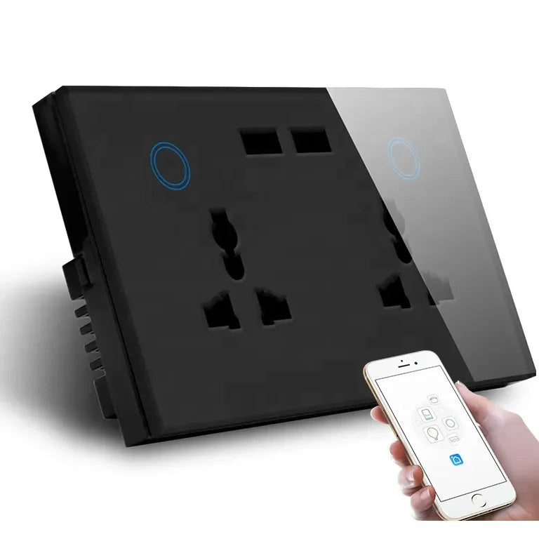 UEMON WiFi Smart Home Double Wall Switch Socket with 2 USB Power Plug Tuya Multi-Function Smart Power Socket