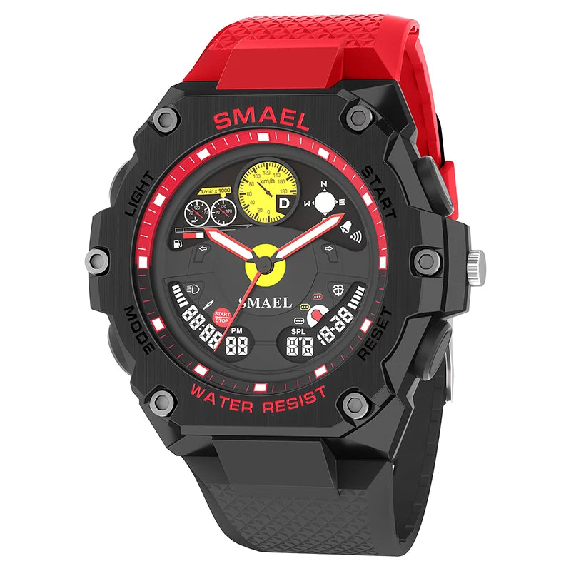 SMAEL 8092 New Design Trending Dual Time Sport Watch Analog Digital Watches for Men Alarm Luminous Calendar for Men's Watches