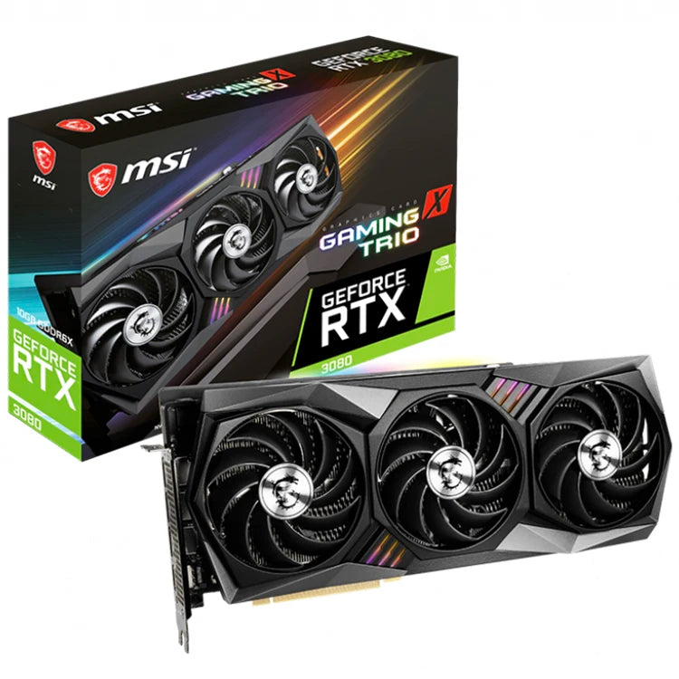 Used MSI RTX 3080 Gaming TRIO RTX 3080 VEN 3X with 10G GDDR6 19 Gbps Gaming Graphics Card for Desktop