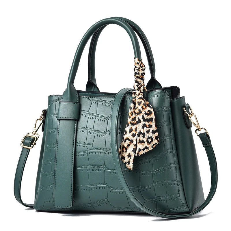 New  Adornment Crocodile Grain Large Capacity PU Leather Practical Women Handbags One Shoulder Cross Body Bag Wholesale