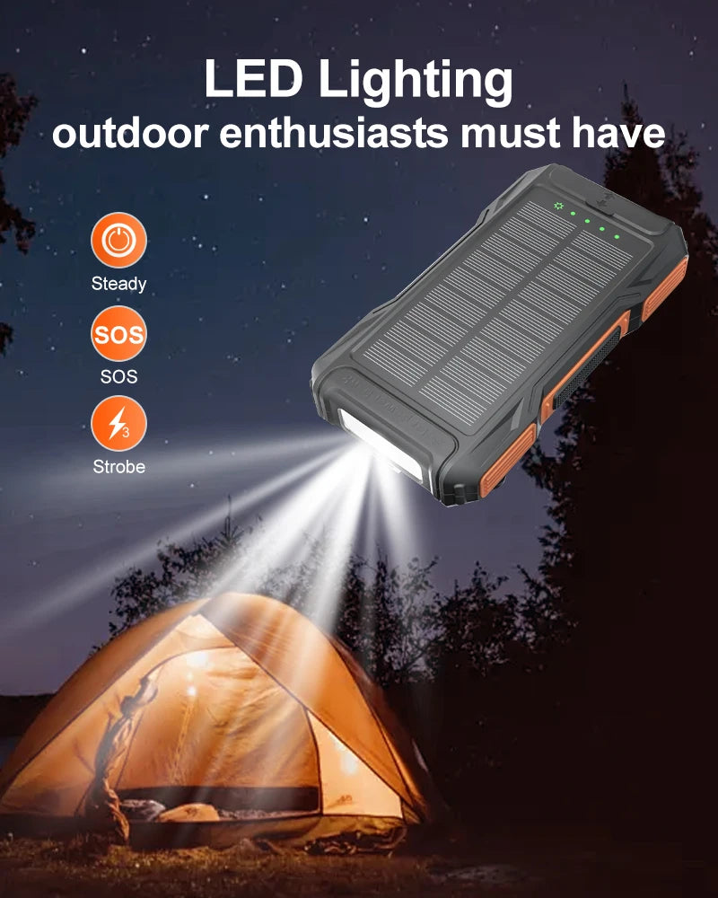 Portable Waterproof 10000Mah Hand Crank Solar Power Bank With Phone Holder and Strong Torch Function