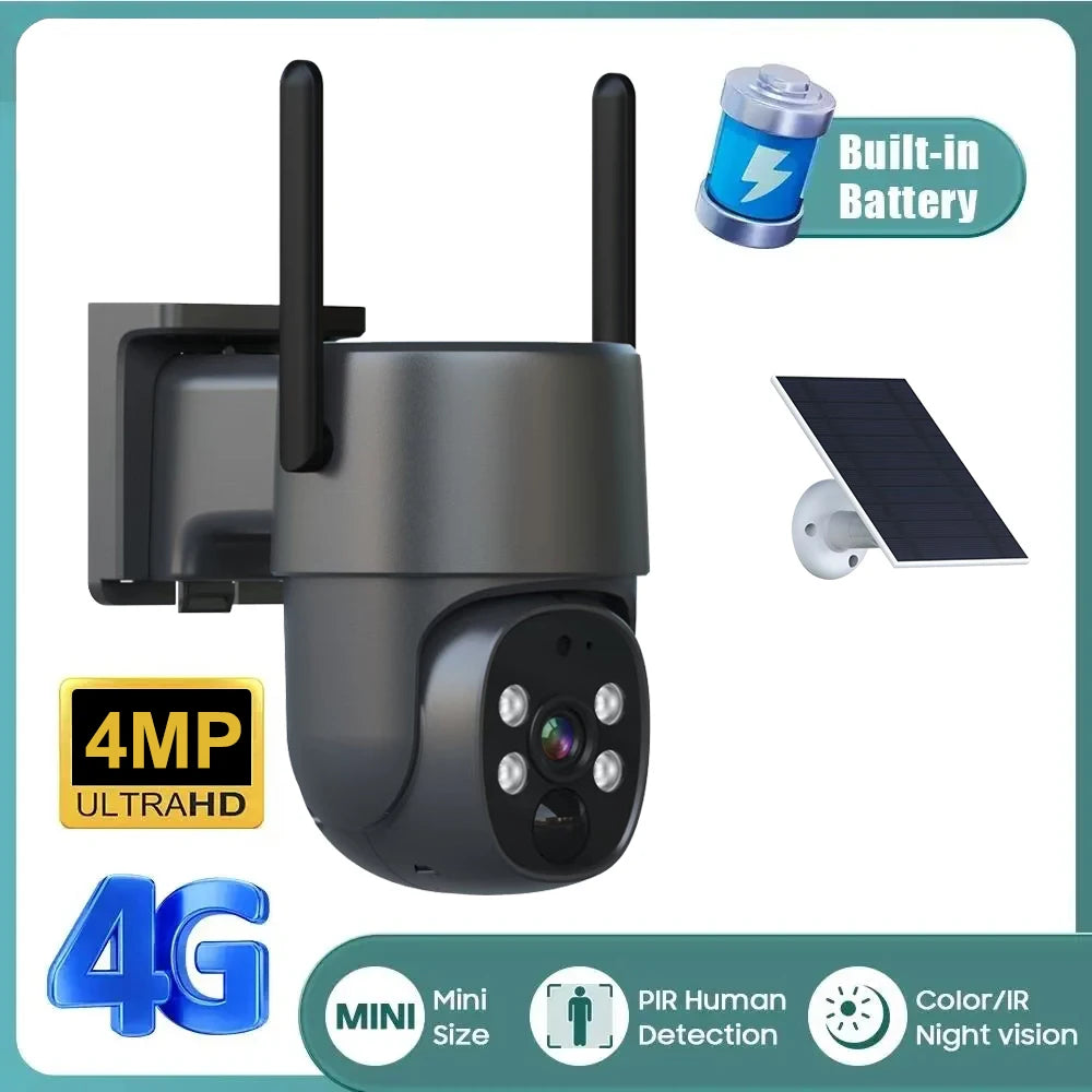 Solar Powered Security Cameras Wireless Outdoor Waterproof and Weatherproof Motion Detection CCTV Camera Solar 4G