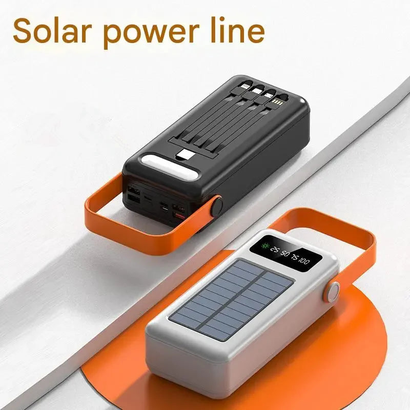 Customizable Powerbank 50000mAh 30000nah Solar Power Bank Outdoor with LED Lights New 6Ah Power Station with Cable Included