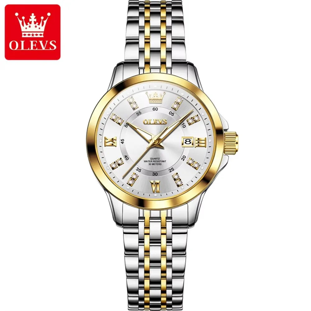 OLEVS 3620 Women's Watches Elegant Fashion Quartz Ladies Leisure Diamond Dial Life 3Bar Waterproof Luminous Hands  Wristwatch