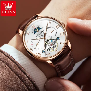 OLEVS 7009 New Moonswatch Mechanical Watch for Men Waterproof Automatic Man Hand Clock Calendar Fashion Business Men's Watches