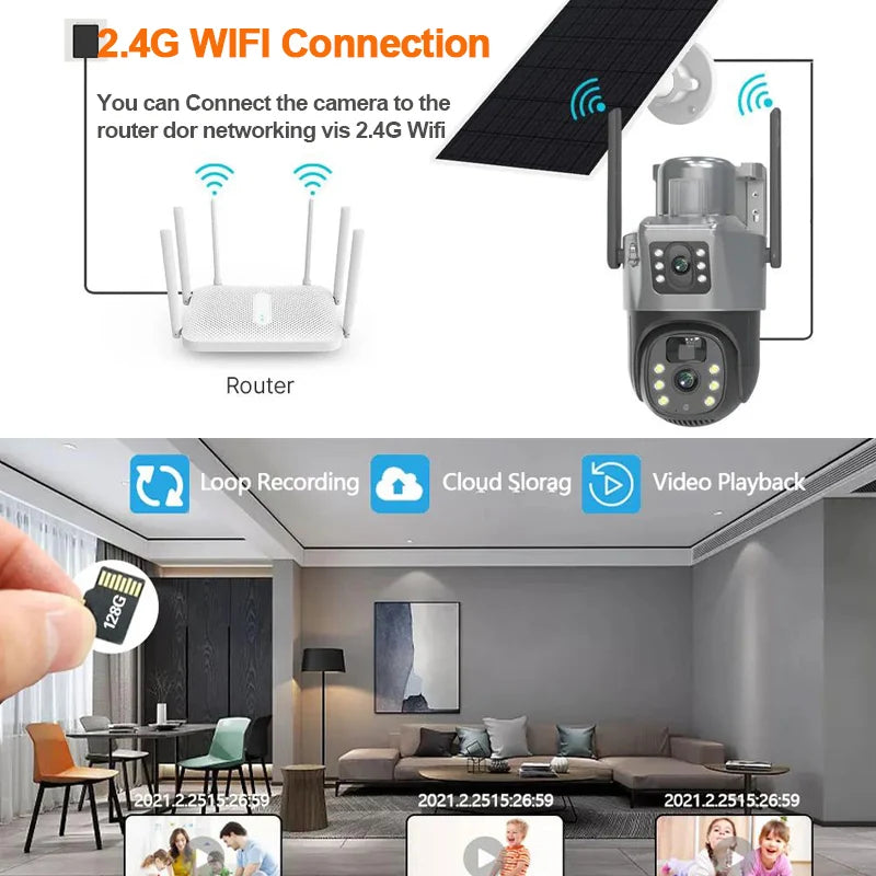 Wistino Digital Zoom Solar Surveillance Camera Wifi 6MP Ultra HD Pixel Auto Tracking Light Alarm Outdoor Solar Camera