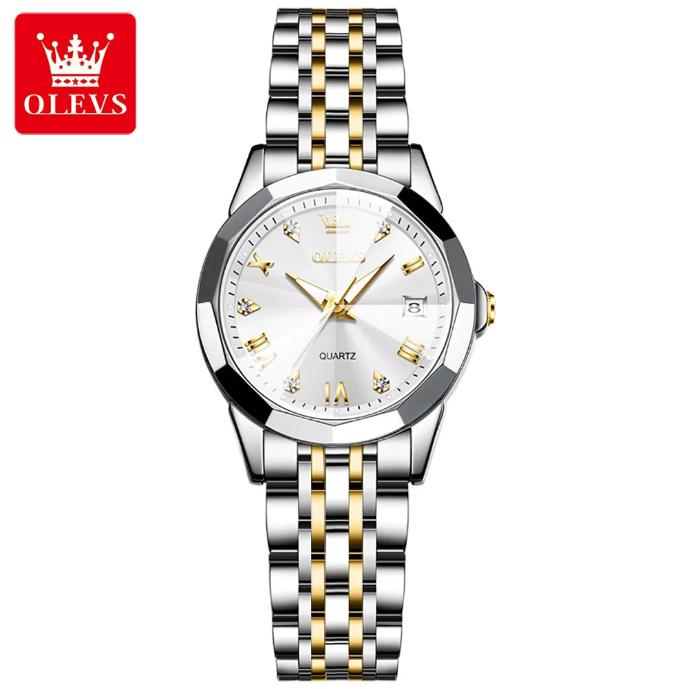 OLEVS 9931 Top Brand Women's Watches Elegant Rhombus Mirror Original Quartz Smart Ladies Wristwatch Stainless Steel Waterproof