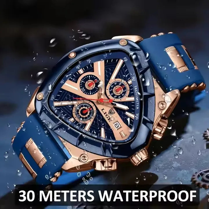 89103 Men's Watches LIGE Top Band Luxury Quartz Watches Creative Triangle Sports Chronograph Watch for Man Waterproof Male Clock