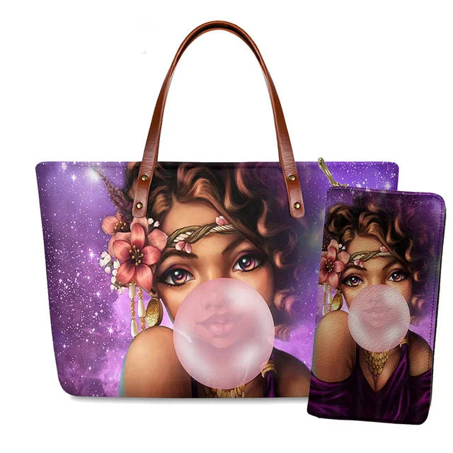 Young Ladies Handbags Black Art American African Girls Printed Popular Hand Bags Women Handbags Lady Fashion Designers Handbags