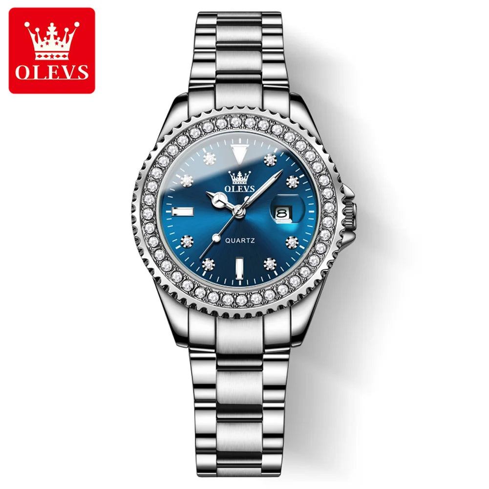 OLEVS Women's Watches Top Brand Original Quartz Ladies Waterproof Date New Arrival Luxury Diamond Wristwatch 9945
