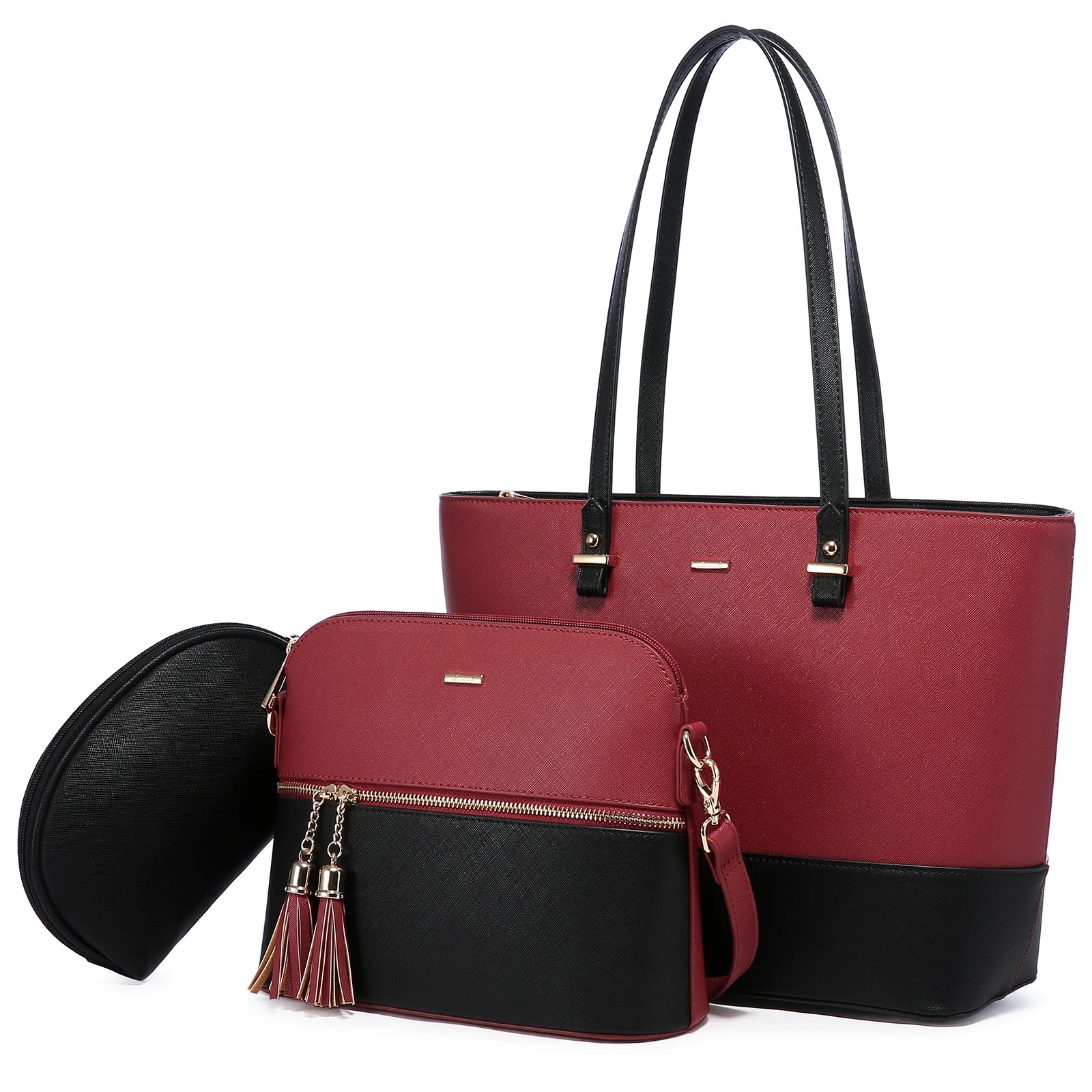 LOVEVOOK Wholesale Boutiques Luxury High Quality PU Material 3 Pieces Handbag Sets Shoulder Bag Wallet Ladies Women Handbags