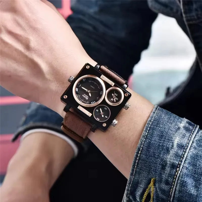 Oulm Brand 3595 Men's Watches Top Luxury Unique Designer Business Fashion Reloj Leather Strap Japan Movt Quartz Watches for Men