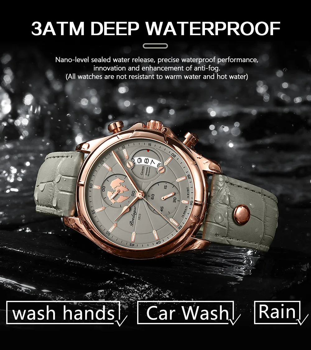 POEDAGAR Luxury Casual Sport Watch for Men Creative Chronograph Leather Strap Date Waterproof Men's Watches Relogio 989 Montre