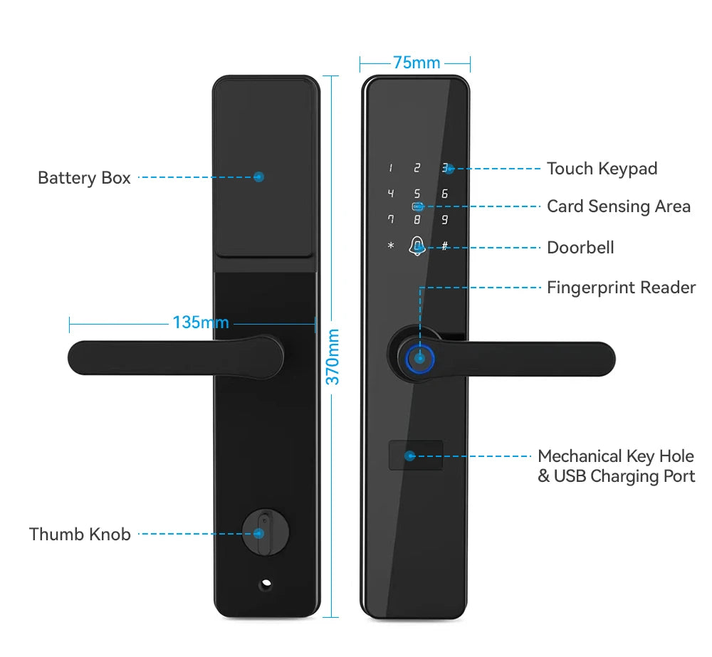 Tuya Fingerprint Electric Handle Zigbee Smart Door Lock Smart Home Door Lock Digital Biometric Fingerprint Lock Smart Life APP