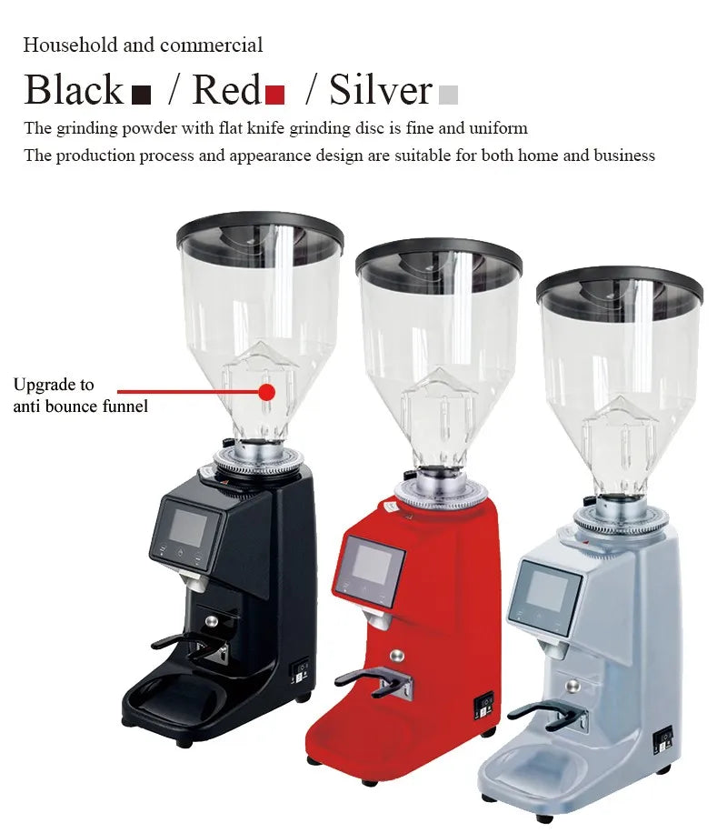 Commercial  Coffee Grinder Electric Espresso Mill  Stainless Steel 60mm Burr LCD Display Screen Automatic Coffee Grinder Machine