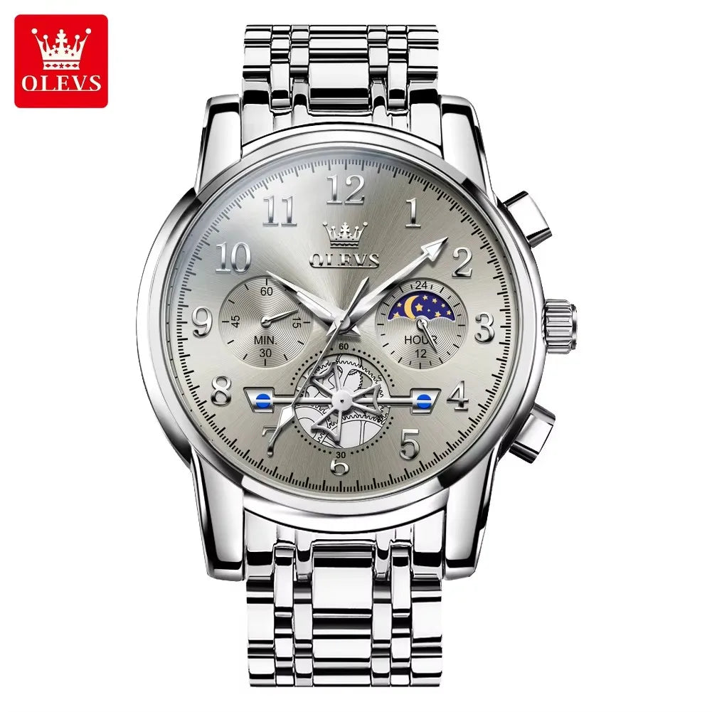OLEVS 2900 Men's Watches Business Top Luxury Quartz Men Stainless Steel Strap Waterproof Luminous Hands Wristwatch Reloj Hombre