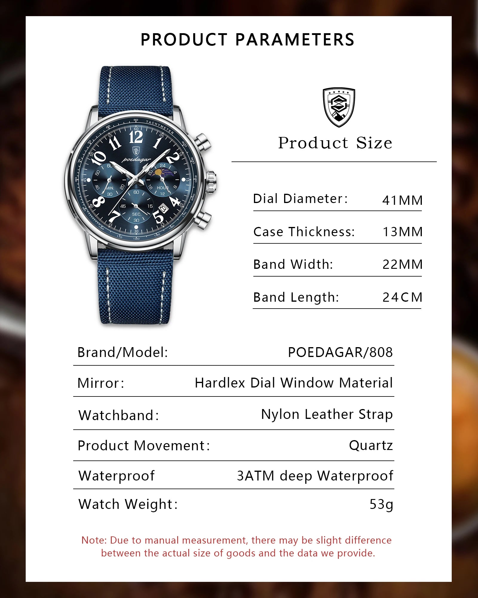 2026 New POEDAGAR 808 Luxury Men Clock Waterproof Luminous Chronograph Men's Watches Quartz Nylon Leather Sports Watches for Men