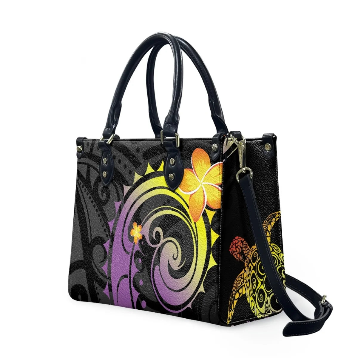 Black and White Tribal Polynesian Printed Bags Women Handbags Ladies Luxury Women Shoulder Bags High Quality Pu Leather Handbag