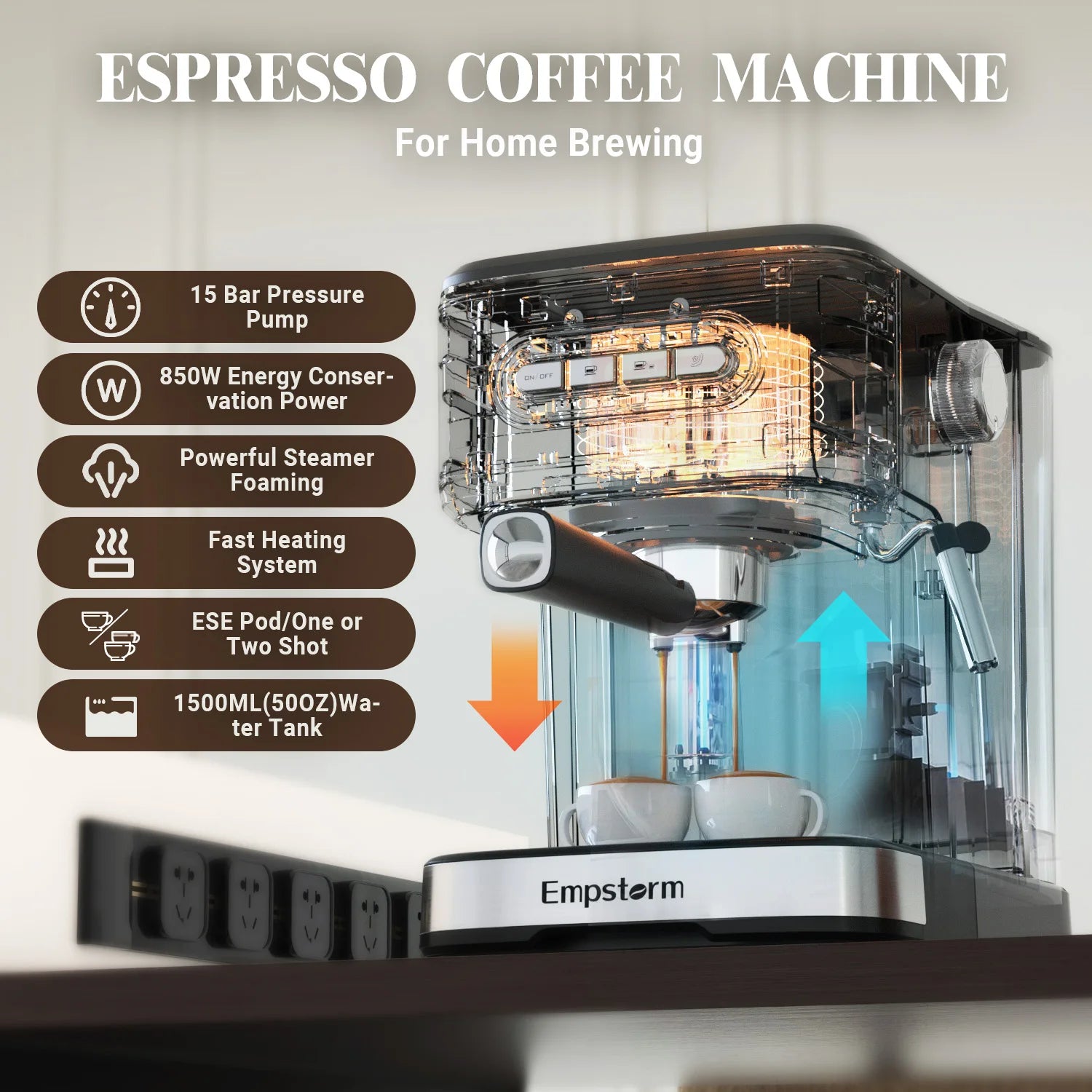 High Quality Semi-Automatic Coffee Machine 20 Bar Pressure Stainless Steel Electric 120V 3-in-1 Function for Hotel Household Use