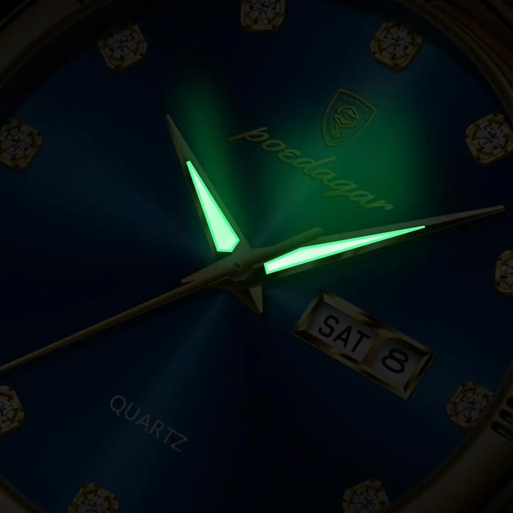 POEDAGAR 878 Waterproof Luminous Man Wristwatch Top Luxury Watch Man Date Week Quartz Stainless Steel Men's Watches Sports Reloj
