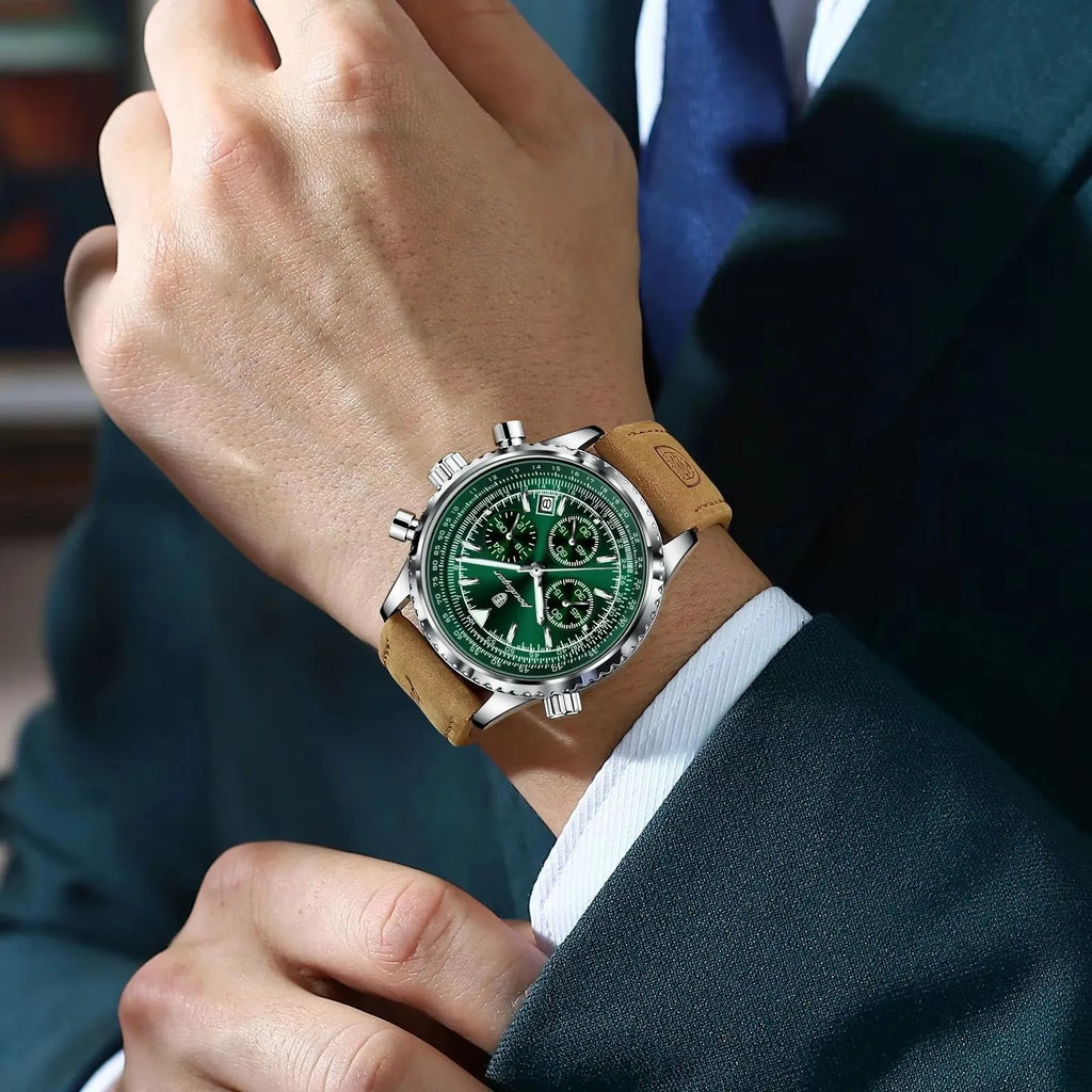 POEDAGAR 960 Luxury Watch for Men Sport Quartz Leather Men's Watches Waterproof Luminous Date Chronograph Man Watch 2025