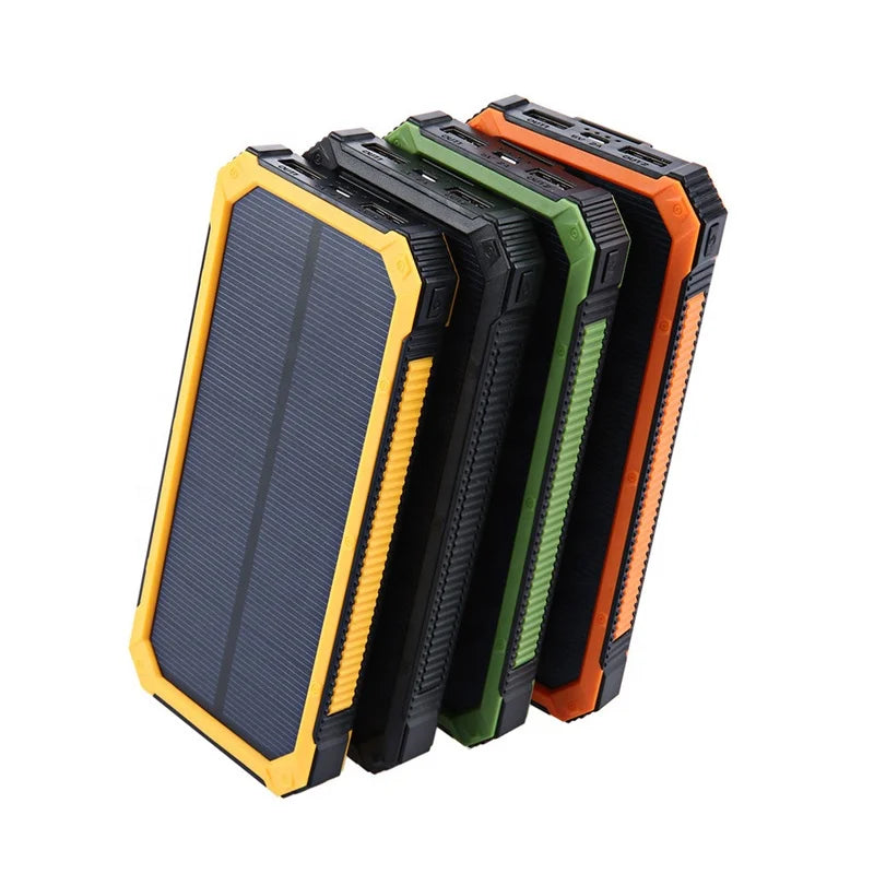 High Quality Portable Solar Power Bank Dual Usb Port Waterproof Phone Charger With Strong Led Light for Mobile Phone