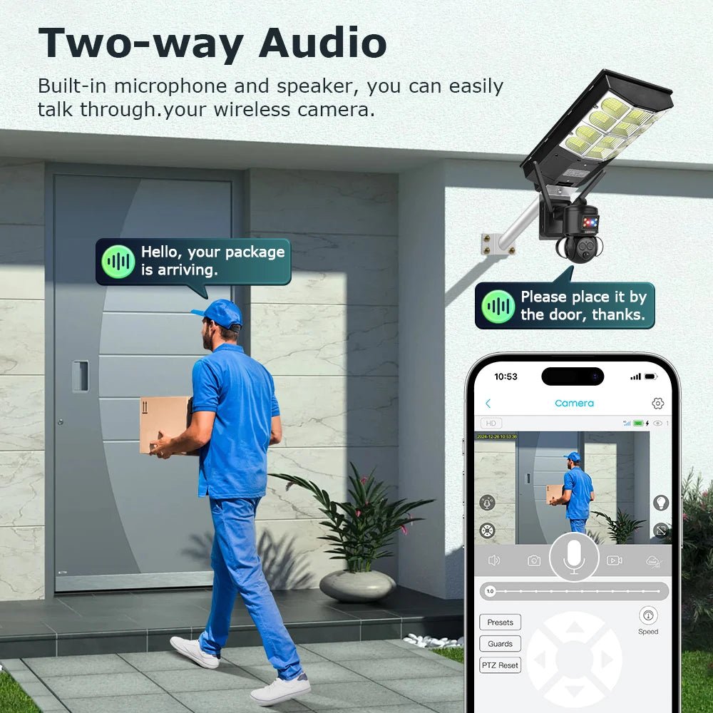 SECTEC Solar Street Light 12X Zoom 15W Solar 4G Camera All in One Security IP66 Camera Home Garden LED Outdoor CCTV Wifi Camera