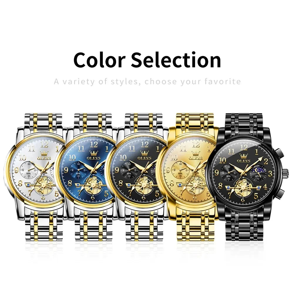 OLEVS 2900 Men's Watches Business Top Luxury Quartz Men Stainless Steel Strap Waterproof Luminous Hands Wristwatch Reloj Hombre