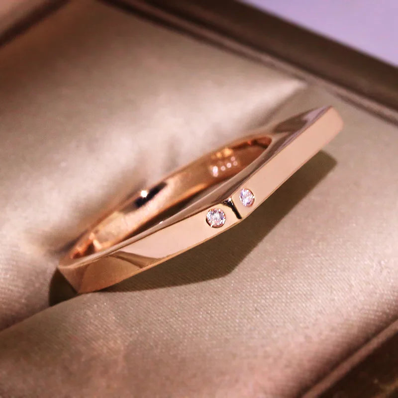 925 Silver Plated Geometric Minimalist Stacking Ring for Women Tri-color Gold Plated Dainty Fine Ring Birthday Gift